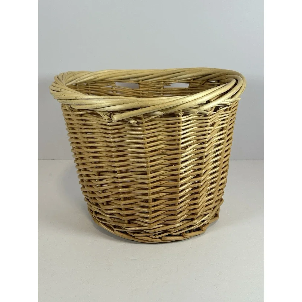 Retro Bike Basket Wicker Woven Front Basket Handlebar Storage Basket No Straps